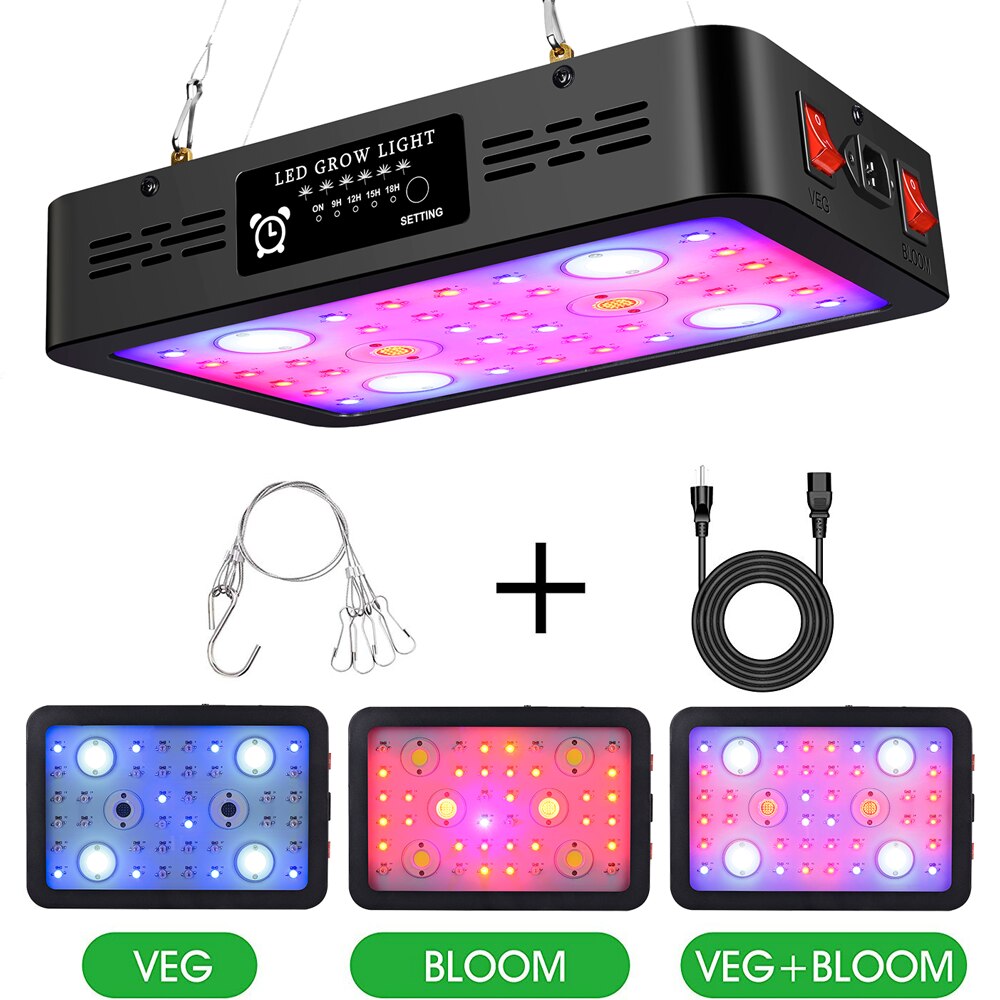 Yanke Double Switch 1200W/2400W/3600W COB LED Grow Light Timer Led Lamps Veg/Bloom Modes For Indoor Plants Greenhouse Grow Tent